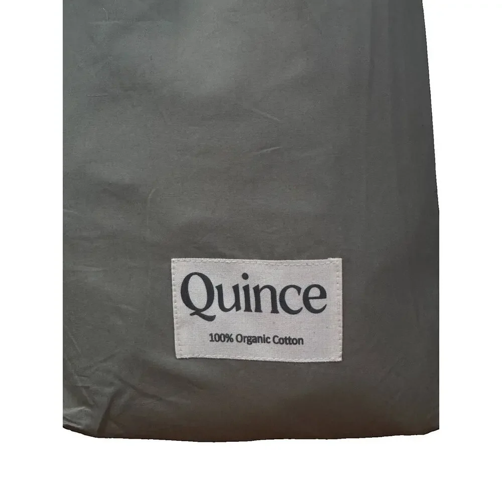 NEW Quince Organic Crisp Percale Duvet Cover Full Queen Dried Sage 88x92 NWOT